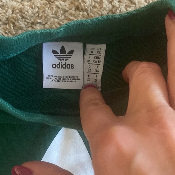 Adidas dark green cropped crewneck sweatshirt Sz XS - Picture 2 of 2